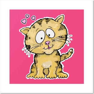 Cute lovable cartoon kitty cat Posters and Art